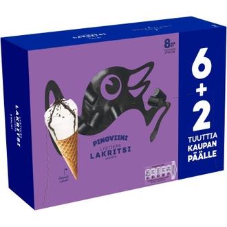 Pingviini Lakritsi jäätelötuutti monipakkaus 8x67g