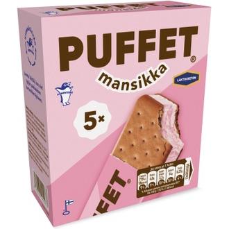 Puffet Mansikka laktoositon välipalajäätelö monipakkaus 5x62g/1,1dl