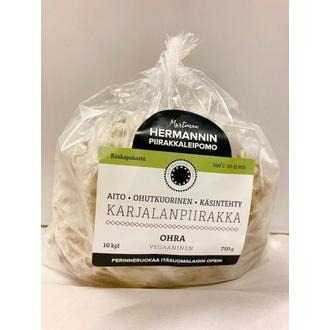 Hermannin piirakkaleipomo Karjalanpiirakka Ohra Vegaaninen raakapakaste 750g 10 kpl