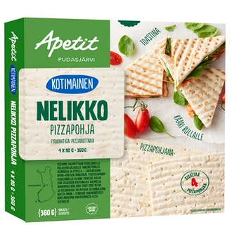Apetit pizzapohja 4x90g=360g nelikko pakaste
