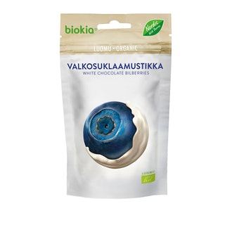Biokia Valkosuklaamustikka 75g luomu