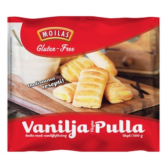 Moilas Vaniljatäytepulla 5kpl/300g gluteeniton pulla vaniljanmakuisella täytteellä pakaste