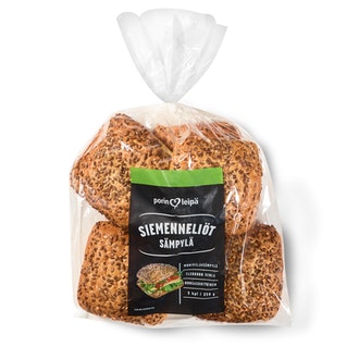 Porin leipä Siemen-neliö sämpylä 5/350g