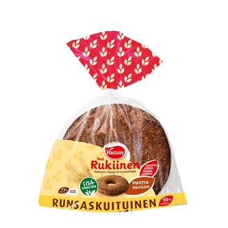 Vaasan Tosi Rukiinen 175 g halkaistu täysjyväruisleipä