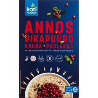 Kotimaista annospikapuuro kaura ja puolukka 210 g (6 x 35 g)