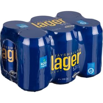 6 x Kotimaista Täysmallaslager 5,3% 0,33L olut