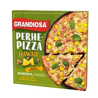 Grandiosa Hawaii perhepizza juustolla, tomaattikastikkeella, kinkulla ja ananaksella 550g pakaste