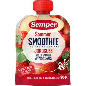Semper 90g Smoothie Sommar omenaa ja mansikkaa alkaen 6 kk täyshedelmäsose