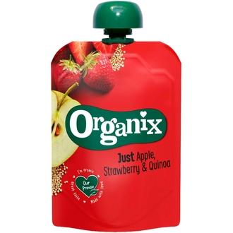 Organix Just Omena, Mansikka & Kvinoa 100G Alkaen 6 Kk, Luomu Hedelmäsose