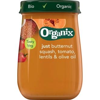 Organix Luomu Myskikurpitsa, Tomaatti, Linssit & Oliiviöljy 190G, Vihannessose  Alkaen 6 Kk