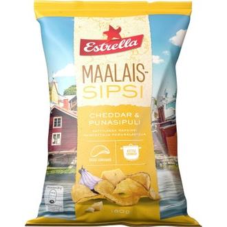 Estrella Maalaissipsi Cheddar & Punasipuli 180g