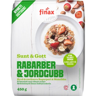 Finax Sunt & Gott raparperi & mansikka mysli 450g ilman lisättyä sokeria