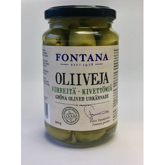 Fontana vihreitä kivettömiä oliiveja 360g/180g