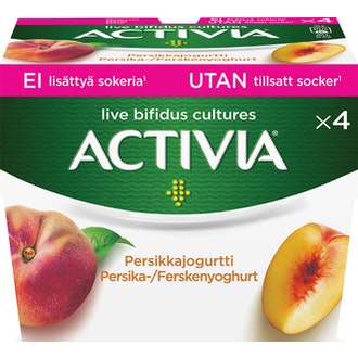 Danone Activia Persikkajogurtti - Ei Lisättyä Sokeria 4x125g