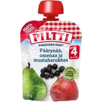 Piltti Pohjoisen Maut 90G Päärynää, Omenaa Ja Mustaherukkaa Hedelmäsose 4Kk Annospussi