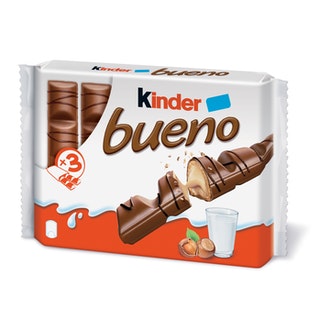 Kinder Bueno 3-pack maitosuklaapäällysteinen vohveli maitoisalla hasselpähkinätäytteellä x 43g