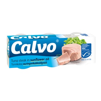 Calvo tonnikala auringonkukkaöljyssä MSC 3x80g/52g