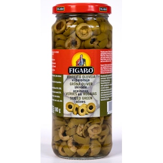 Figaro vihreitä oliiveja 340g/180g viipaloituja
