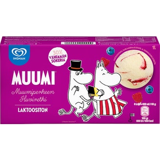 Ingman Muumi laktoostiton kermajäätelö Muumiperheen Huviretki kuningatar 1000ml/451g