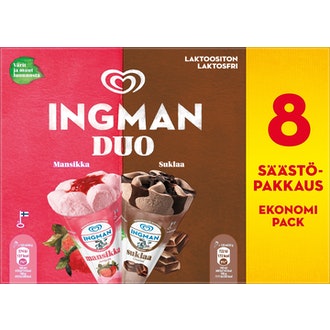 Ingman tuutti monipakkaus 8x120ml mansikka-suklaa laktoositon