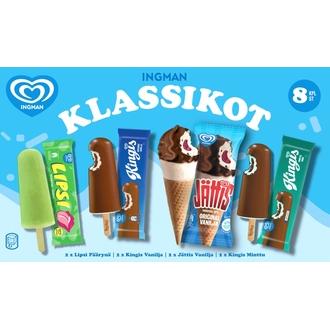 Ingman Klassikot Jäätelö Monipakkaus 842ml/546g 8kpl