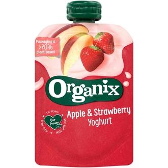 Organix Jogurtti, Omena & Mansikka 100G, Luomuhedelmäjogurtti Alkaen 6 Kk