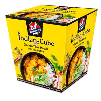 350g Kitchen Joy Thai-Cube Tikka Masala -kanaa ja jasmiiniriisiä, pakasteateria